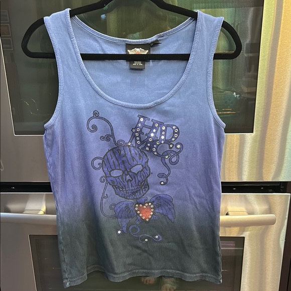 Harley-Davidson Graphic Blue and Purple Tank Top - Picture 1 of 5